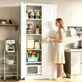 71" H Metal Storage Cabinet, Tall Storage Cabinet with Doors & 4 Adjustable Shelves, White Pantry Cabinet for Kitchen, Dining Room & Living Room