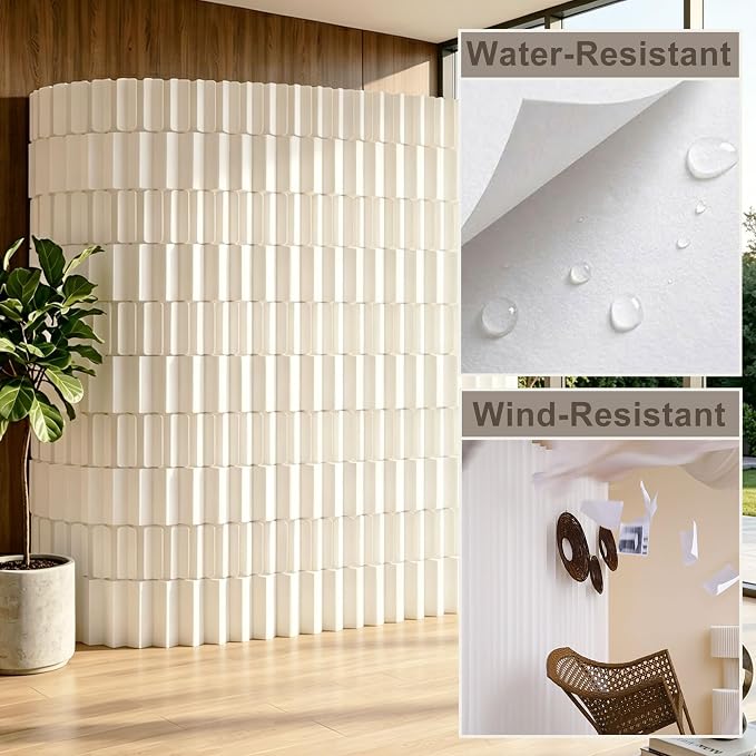Modern Folding Room Divider for Space Separation, 5.2ft Tall Honeycomb Accordion Privacy Screen, Kraft Paper Portable Freestanding Partition Wall, No Drilling (Style-C, L118.0 x H70.8 Inch)