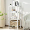 YUFAM 4 Tier Tall Wooden Bookshelf with Storage - Small White Bookcase for Small Spaces, Shelf for Living Room, Office, Bedroom, Kitchen - Industrial Modern Book Shelf