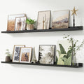 FLYJOE Picture Ledge Shelf, Floating Shelves Set of 2, 52 Inches Nursery Book Shelves for Toys Storage, Kids Bookshelf Wall Mounted for Living Room Bedroom Decor Books Photo Frames, Black