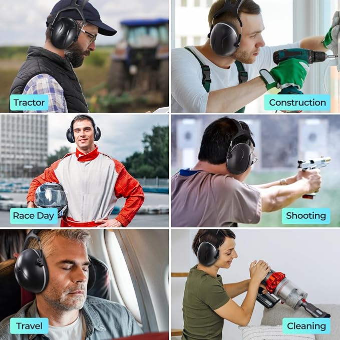 SNR 35dB High Noise Cancelling Ear Muffs, Ear Protection for Mowing, Adult Noise Cancelling Headphones for Autism, Hearing Protection Ear Muffs for Noise, Noise Reduction Earmuffs for Shooting,Mowing