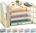 gianotter 4-Tier Paper Organizer With Magazine Holder, Desk Organizers and Accessories, Desk Accessories & Workspace Organizers, File Organizer for Office Supplies Storag (Gold, 4-Tier)