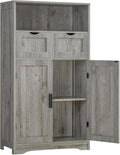 Iwell Storage Cabinet with 2 Drawers & 2 Adjustable Shelves, Kitchen Cabinet, Cupboard, for Living Room, Kitchen, Entryway, Home Office, Grey