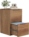 2 Drawer File Cabinet, Wood Vertical Filing Cabinet Fits Hanging Files/Letter Size, Small Under Desk File Cabinets for Home Office, Brown