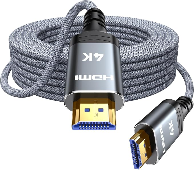Highwings 4K HDMI Cable 28FT - 4K@60Hz HDR Braided HDMI Cord, 18Gbps High Speed with Ethernet/ARC, 3D, HDCP 2.2, ARC, Compatible for PS-5/4/3/4K HDTV/Monitor/Projector/Streaming Media