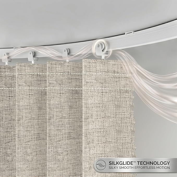 JILRON Accordion Partition Curtain with Ceiling Track - Space-Saving Room Divider, Tool-Free Installation(Off-White 180" W x 108" L-Pack of 1)