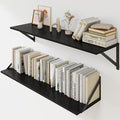 Heimlove Black Deep Floating Shelves for Wall, 32W x 8D Wood Wall Shelves Set of 2, Wide Floating Bookshelf for Living Room, Kitchen, Office, Bedroom and Decor Storage, with Metal Bracket - Black