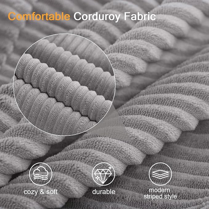 COMAX Convertible Sofa Bed Queen, Folding Fold Out Couch Bed, Floor Futon Couch Corduroy with Back Pillows, Boneless Sofa Comfy Lounge Sleeper Mattress Loveseat for Living Room Bedroom, Light Grey