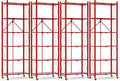 ALANNG 73.6 Inch Folding Bookshelf, 6 Tier Metal Bookcase and Bookshelves, Tall Shelves for Living Room Office Bedroom, Heavy Duty Book Shelve Free Standing Open (Red, 4PACK)