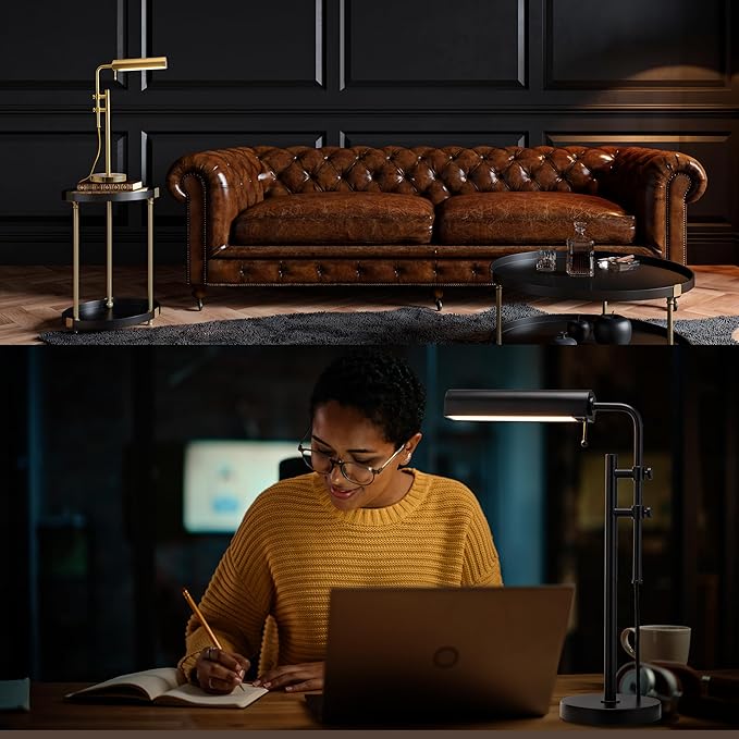 O'Bright Aurora LED Pharmacy Desk Lamp - Swing Arm, Industrial Design for Reading, Crafting, Work,10W LED, Adjustable Height 18.5-24.5 inches - Ideal for Living Room, Bedside, Office, Brushed Nickel