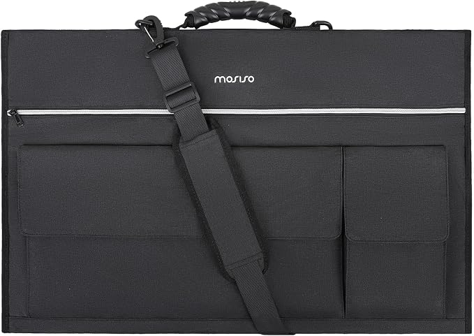 MOSISO Monitor Carrying Case, 24 inch Padded Monitor Travel Bag Cover Case, Protective Computer Monitors Handbag Dust Covers with Adjustable Shoulder Strap & 3 Pockets for 24 inch Monitors, Black