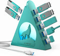 Green 7-Port USB 3.0 Hub,Vertical USB Hub Tower with RGB Lighting & 5Gbps Data Speed, 2FT Cable - Gaming USB Hub Splitter for PC, Desktop, Laptop, PS5, Xbox, Flash Drives