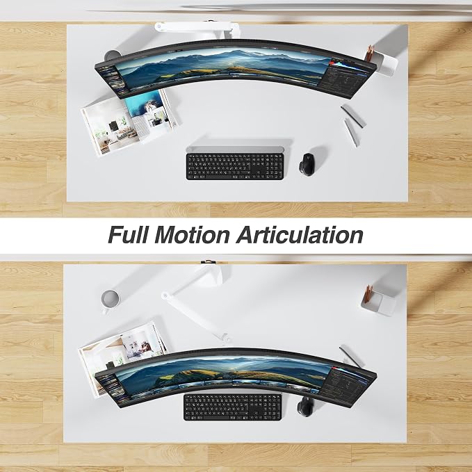 AVLT Single 17"-45" Monitor Arm Desk Mount Premium Mechanical Spring fits One Flat/Curved/Ultrawide Monitor Full Motion Height Swivel Tilt Rotation Adjustable, White