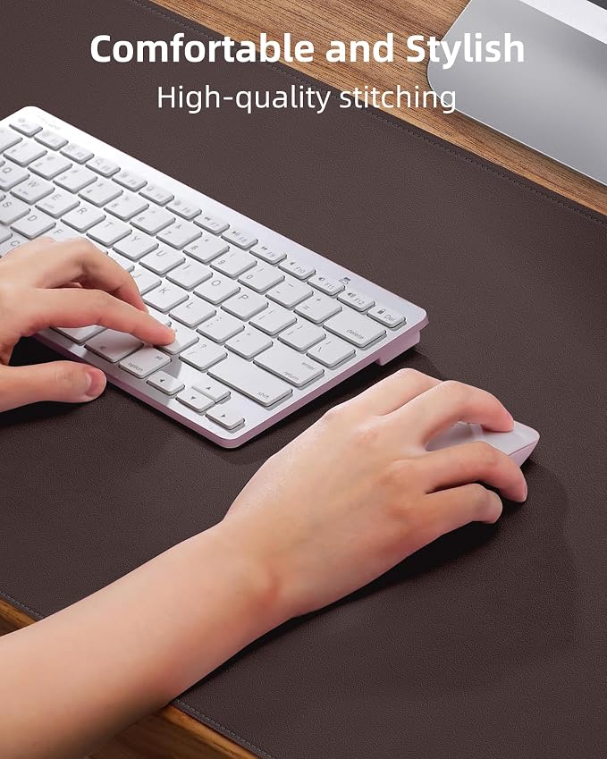 PU Leather Mouse Pad & Desk Mat - 31.5"x15.7" Large Non-Slip Office Desk Pad, Waterproof Laptop & Writing Surface, Premium Workstation Cover for Home & Office (Coffee Brown)