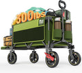 TIMBER RIDGE 49" Extra Long Collapsible Folding Wagon with Tailgate and Brakes, 300lbs Heavy Duty Wagon Carts Foldable, 250L Capacity Portable Cart for Dogs, Garden, Outdoor Camping Sports, Green
