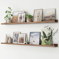FLYJOE Picture Ledge Shelf, Floating Shelves Set of 2, 56 Inches Long Large Nursery Book Shelves for Toys Storage, Kids Bookshelf Wall Mounted for Living Room Bedroom Decor Books Photo Frames, Walnut