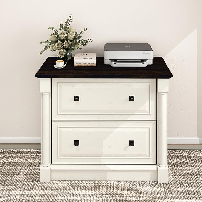blini 2 Drawer File Cabinet Farmhouse Lateral File Cabinet with Hanging File Folders，Fits Letter/Legal/A4 Sizes, 36.8" Large Wood File Storage Cabinets Printer Stand for Home Office