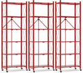 ALANNG 73.6 Inch Folding Bookshelf, 6 Tier Metal Bookcase and Bookshelves, Tall Shelves for Living Room Office Bedroom, Heavy Duty Book Shelve Free Standing Open (Red, 3PACK)