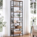 HOMISSUE Tall Bookshelf, 84 Inch Industrial Bookshelf with Metal Frame and Open Shelves, 7 Tier Metal Bookshelves and Bookcases, Rustic Tall Book Shelf for Office, Living Room and Bedroom, Brown