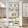 BESFUR Kitchen Pantry Cabinet,71” Metal Tall Pantry Storage Cabinet with Doors and 4 Adjustable Shelves,Kitchen Storage Cabinets White Freestanding Food Cabinet for Pantries, Kitchen