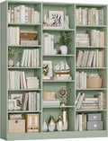 FACBOTALL Triple Wide Bookshelf, 6 Tier Large Bookshelf, Bookcase with 17 Open Display Shelves, 74'' Tall Bookcases and Bookshelves for Living Room, Home Office, Library, Green
