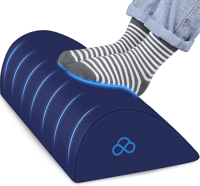 StepLively Foot Rest Ergonomic Pillow for Under Desk at Work, Anti-Fatigue Footrest Support Pillow for Fatigue & Pain Relief, Comfortable for Office Chair, Car Seat & Gaming Chair - Blue
