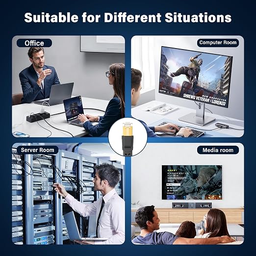 Cat 8 Ethernet Cable 25 ft, Nylon Braided High Speed Heavy Duty Cat8 Network LAN Patch Cord, 40Gbps 2000Mhz SFTP RJ45 Flat Internet Cable Shielded in Wall, Indoor&Outdoor for Modem/Router/Gaming/PC