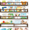 Fixwal Nursery Book Shelves, 32 Inch Floating Bookshelves for Wall Set of 4, Baby Nursery & Playroom Decor, Solid Wood Wall Mounted Shelves for Books and Toys Storage (Brown)