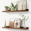 FLYJOE Picture Ledge Shelf, Floating Shelves Set of 2, 32 Inches Nursery Book Shelves for Toys Storage, Kids Bookshelf Wall Mounted for Living Room Bedroom Decor Books Photo Frames, Walnut