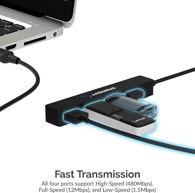 SABRENT 4 Port Portable USB 2.0 Hub (9.5" Cable) for Ultra Book, MacBook Air, Windows 8 Tablet PC (HB-MCRM)