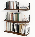 Heimlove Floating Book Shelves for Wall,23.6 Inches Wall Bookshelf Mounted Display&Storage Wood Shelves for Kitchen Bathroom Laundry Living Room,Set of 3,Walnut Color