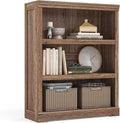 LINSY HOME 3-Tier Bookshelf Display Storage Shelves Farmhouse Bookshelf for Home Office, Living Room, Bed Room - Dark Brown