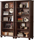 SAVOR LIFE 70" Tall Walnut Bookshelf,5 Tier Wooden Book Shelf with Adjustable Shelves & Wood Legs,Free Standing Farmhouse Bookcase with Open Display Storage,Vintage Bookshelves for Classroom, 2PCS