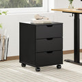 Farini 3-Drawer Under Desk Wooden File Storage Cabinet with Lockable Caster for Home Office,Black,Fully Assembly