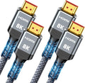 Highwings 8K HDMI Cable 2.1 13FT/4M 2-Pack, 48Gbps High Speed HDMI Cord-Nylon Braided 8K60Hz 4K120Hz 4K144Hz 3D eARC HDR10 4:4:4 HDCP 2.2&2.3 QMS DSC VRR, Compatible for Laptop, Monitor, Roku TV,HDTV