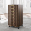 7 Drawer File Cabinet with Wheels for Home Office, Black Walnut | Fluted 7 Drawer Chest, Wood File Cabinet with Lockable Wheels, Anti-Tip Design