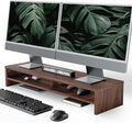 Fenge Monitor Stand, 31.5 Inch Computer Monitor Riser for Desk, 2 Tiers Wood Desk Shelf with Storage, Desktop Organizer for PC, Laptop, Screen, Printer