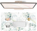 QIYI Large Mouse Pad for Desk, Cute Desk Mat for Desktop, Women Girls Green Office Décor Desk Accessories, PU Leather Waterproof Gaming Mousepad, Eucalyptus Leaf Desk Pad Computer Mat, 31.5" x 15.7"