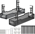 2Pack Under Desk Cable Management Tray, No Drill Mesh Desk Cable Tray, Wire Management Tray Cable Management Rack, Wire Organizer and Cable Management Box (Black)