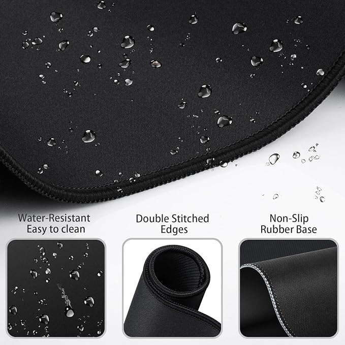 Mouse Pad Black, Mouse Pad with Wrist Rest, 4-in-1 Large Mousepad+Keyboard Wrist Rest+Mouse Pad Wrist Support+Cup Pad Set,Ergonomic Anti-Slip,Memory Foam Desk Mat for Home Office Gaming(35.4×15.7in)
