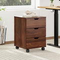 Farini 3-Drawer Under Desk Wooden File Storage Cabinet with Lockable Caster for Home Office,Brown,Fully Assembly