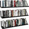 Floating Book Shelves Set of 3, Wall Bookshelf, 33 inch Long Wood Shelf for Wall Storage, Hanging Shelving for Bedroom, Bathroom, Living Room, Kitchen, Office and Plants (Black)