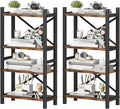 2-Pack Desktop Bookshelf, 4-Tier Stackable Narrow Bookcase, Adjustable Industrial Desk Organizer & Hutch - Rustic Brown Wood Desktop Book Organizer for Living Room, Bedroom & Home Office