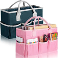 Tellingyou 2 Pcs Art Craft Tote Bag Teacher Craft Organizers and Storage Bag Desktop Tote Supply 600d Oxford Classroom Organizer Caddy Gift for Crafters Christmas Office(Dark Green, Pink)