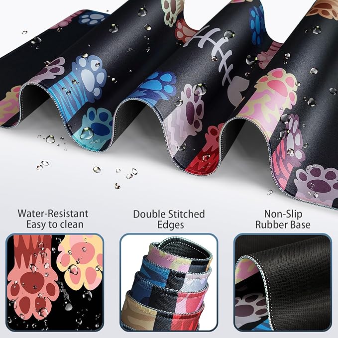 Desk Mat, Large Gaming Mouse Pad with Wrist Rest, 4in1 XXL Mousepad+Keyboard Wrist Rest+Mouse Pad Wrist Support+Cup Coaster Set Ergonomic Computer Desk Arm Wrist for Decor Home Office Table Women