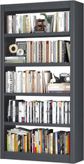 OSEILLC Bookcase, 69" H 5-Shelf Heavy Duty Metal Bookcase, Adjustable Bookshelf with Large Capacity, Sturdy Book Shelf for Home Office, Living Room, Garage