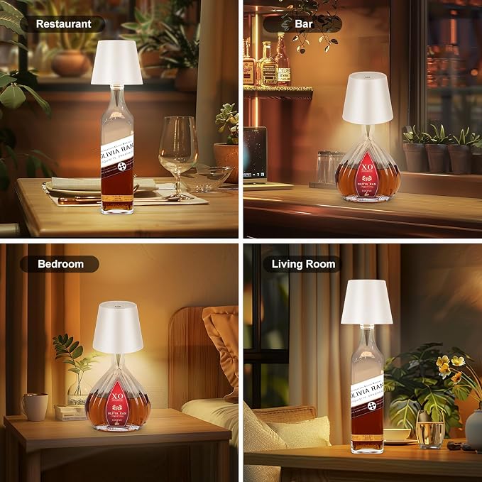 Wireless Bottle Lamp,2026 New 3 Color Rechargeable Wine Bottle Lights for Bars Restaurants,Bedroom and Party Decor,LED Bottle Lights for Liquor & Wine Bottles (White, 1pc)