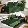 COMAX Futon Sofa Bed, 4‑in‑1 Convertible Sofa Bed, Folding Boneless Couches | Boneless Couch for living room, Fold Out Small Foldable Loveseat Floor Sleeper Mattress Lounge Space‑Saving, Green