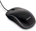 Verbatim USB Silent Corded Optical Mouse - Computer Wired Noiseless and Silent Click Mouse for Mac and PC - Black