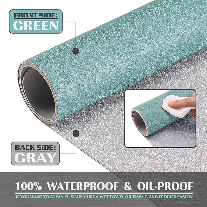 K KNODEL Large Office Leather Desk Mat, Mouse and Keyboard Pad, Computer and Laptop Mat, Desktop Protector and Cover, Writing Pad and Blotter (31.5"x15.7", Green)